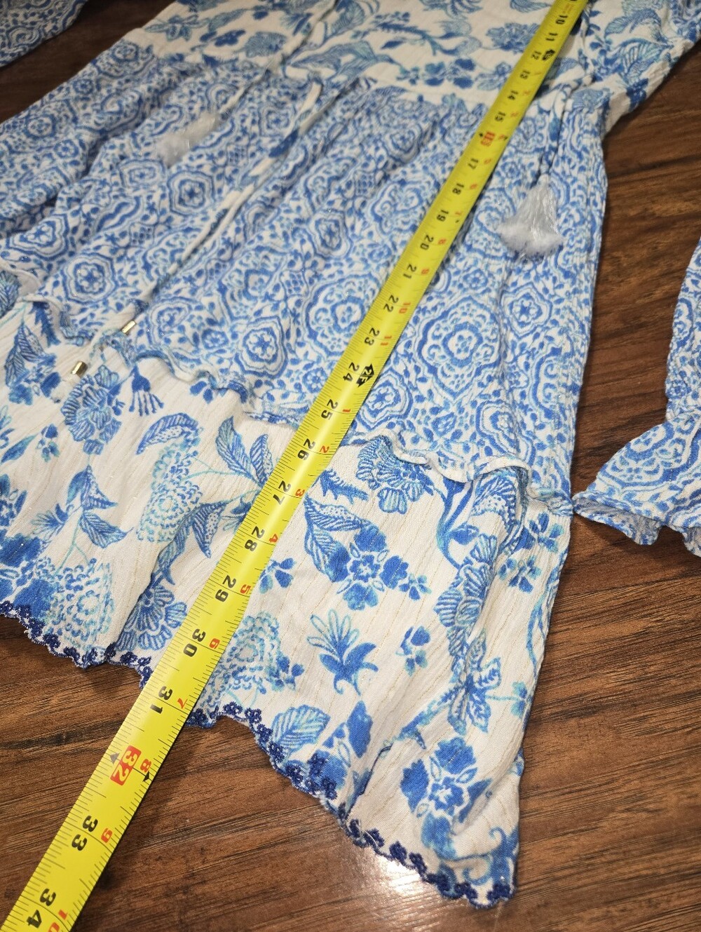 House Of Harlow 1960 Long Sleeve XS Blue Floral Midi Tiered Dress - Picture 8 of 10
